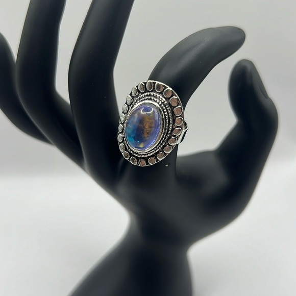 NEW Vintage Shiny Aura Moonstone Oval Adjustable Ring - Picture 1 of 5
